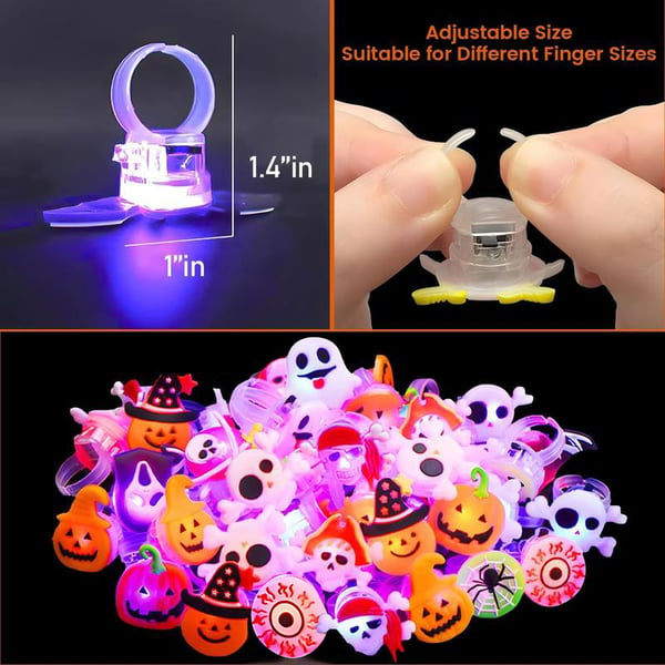 🎁Hot Sale Promotion 49% OFF🔥 Halloween 50Pcs LED glowing ring